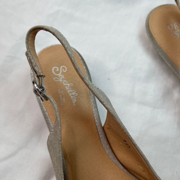 Seychelles Womens metallic silver pointed toe Slingback Flats Size 10 - Picture 3 of 10